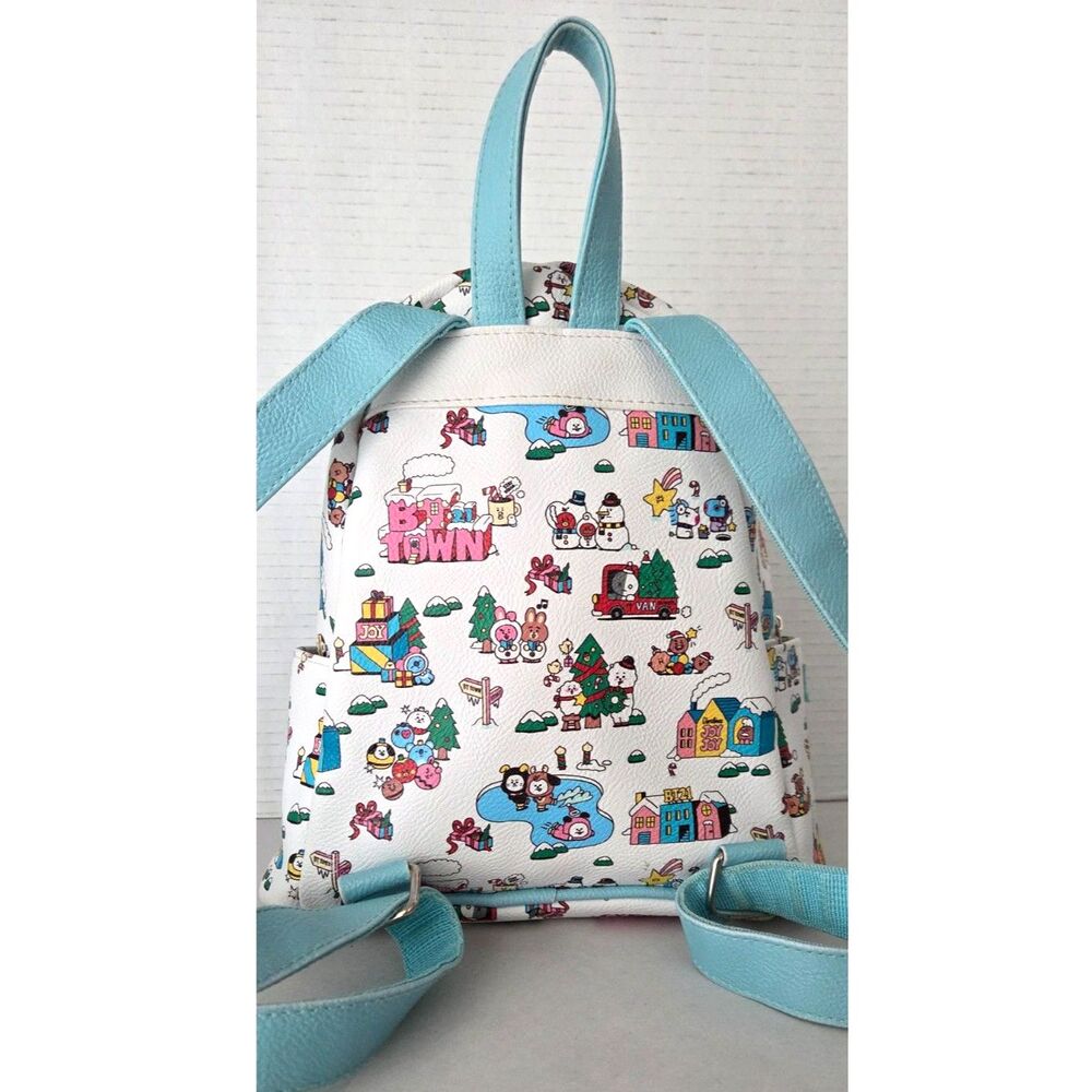 BT21 Retired Holiday Town Mini Backpack White Faux Leather BTS K-Pop - Picture 3 of 8